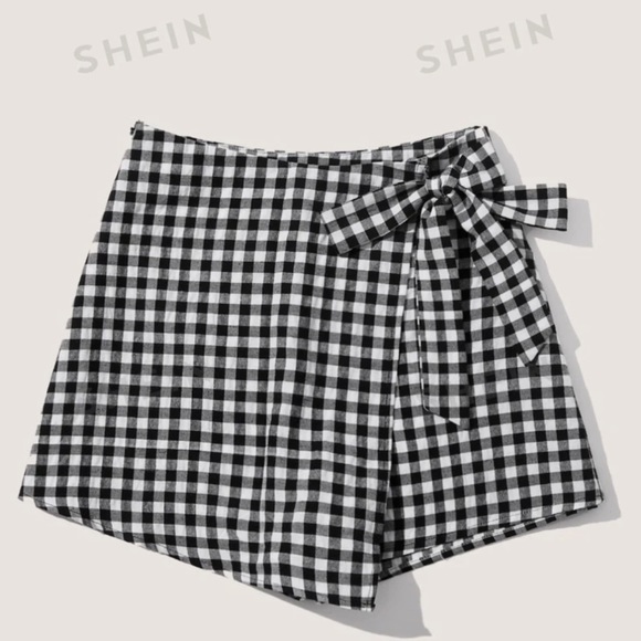 SHEIN EZwear balletcore gingham self-tie skort - Picture 4 of 7
